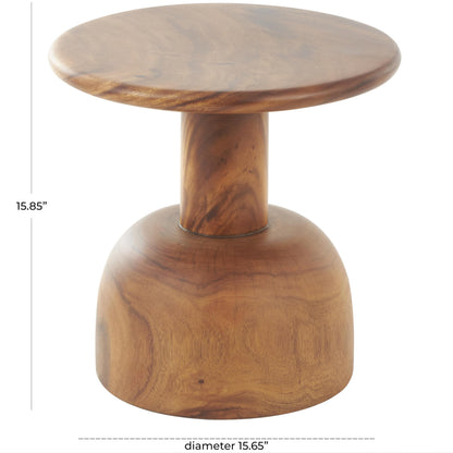 Deco 79 Wood Handmade Side End Accent Table End Table with Rounded Block Base, Side Table 16" x 16" x 16", Brown