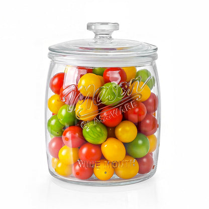 Folinstall Half Gallon Glass Cookie Jar, Food Storage Container, Wide Mouth Glass Storage Jar with Lid, 64 oz, Sourdough Starter, and Laundry Room Storage & Pantry