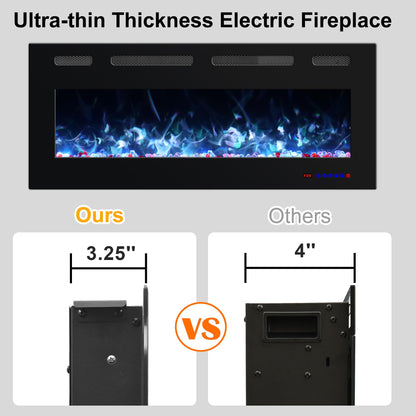 Oxhark Flame 60 Inches Electric Fireplace, Wall Mounted Fireplace Inserts Electric Heater, Flame Effects Like Real Flame, Low Noise, Timer & Thermostat Setting, 750W/1500W