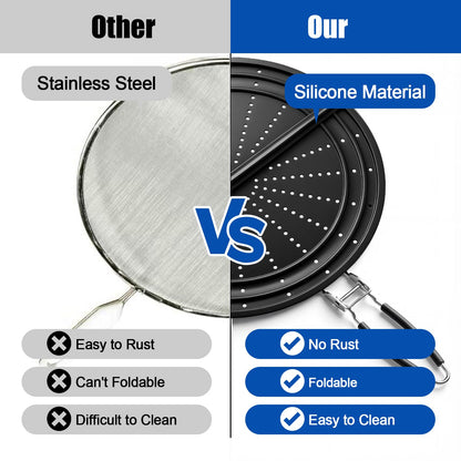 Snowyee Foldable Splatter Screen for Frying Pan, Silicone Grease Splatter Guard Include 3 Different Size 13/11.42/9.84 inch or 33/29 / 25 cm for Kitchen Cooking Pan Cover (1 Piece/Black)