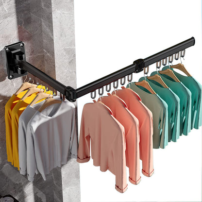 AISIR Clothes Drying Rack Wall Mounted, Aluminum Clothes Airer Clothes Dryer Foldable for Balcony, Bathing Room, Bedroom - Black