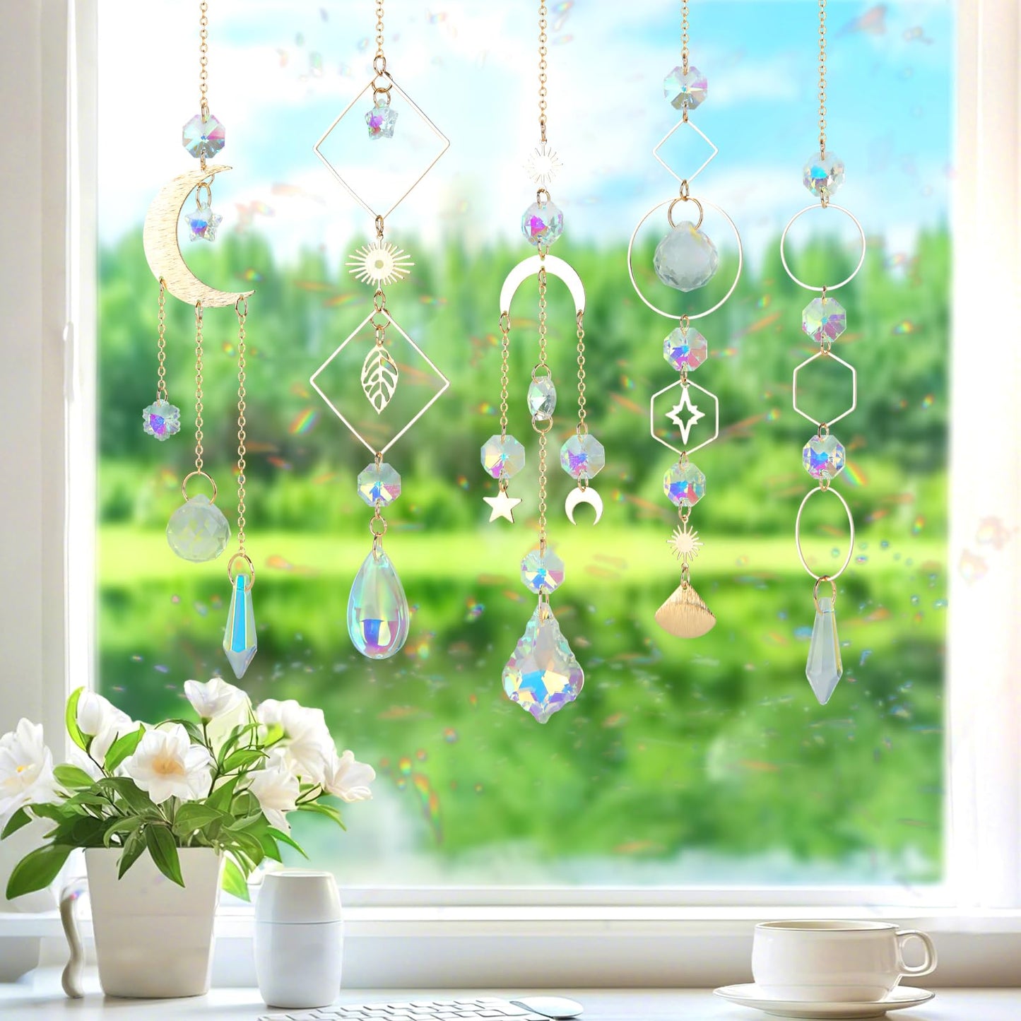 Sun Catcher Kits for Adults, 228pcs DIY Suncatcher Making Supplies Arts and Crafts for Girls Women Hanging Ornaments for Indoor Windows Prism with Crystal Balls Gift for Birthday Mother's Day