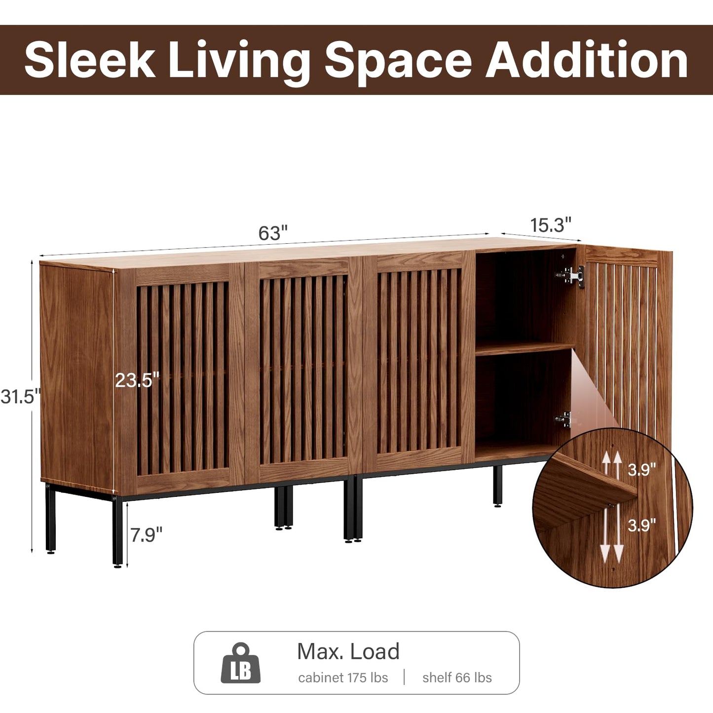 BVIUNTWO Set of 2 Accent Storage Cabinet with Doors and Adjustable Shelf,Freestanding Buffet Cabinet,Modern Sideboard Buffet Cabinet for Living Room,Dining Room,Kitchen, Hallway,Brown