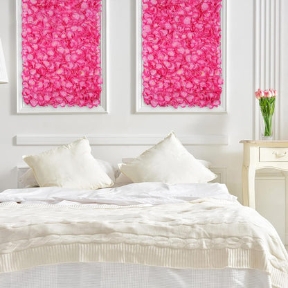 GOUZIBHD Artificial Flower Wall Panel Background, 24 X 16 Pink Faux Roses Artificial Flower Backdrop for Wall Decor, Flower Wall Mat Party Wedding Home Decoration(Size:6PCS)
