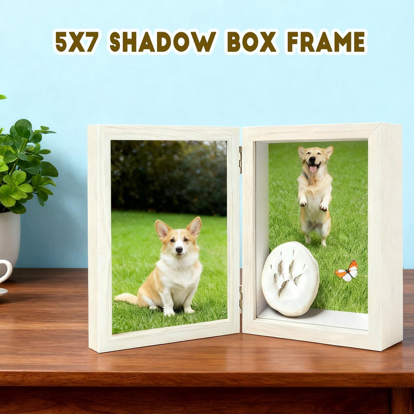 5x7 Pets Memorial Shadow Box Frame Dogs Memorial Picture Frame for Pets Paw Print Display Keepsake, Pet Memorial Keepsake Frames for Cats Dogs Pawprints, Memorial Sympathy Gifts for Loss of Dog Cat