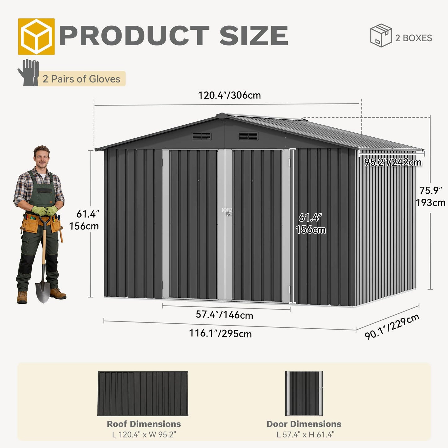 DWVO 10'x8' Large Metal Outdoor Storage Shed, Heavy Duty Tool Storage Sheds for Backyard Patio Lawn - Ideal for Bicycles, Garden Tools, and Lawn Equipment, Easy-to-Assemble, Dark Gray
