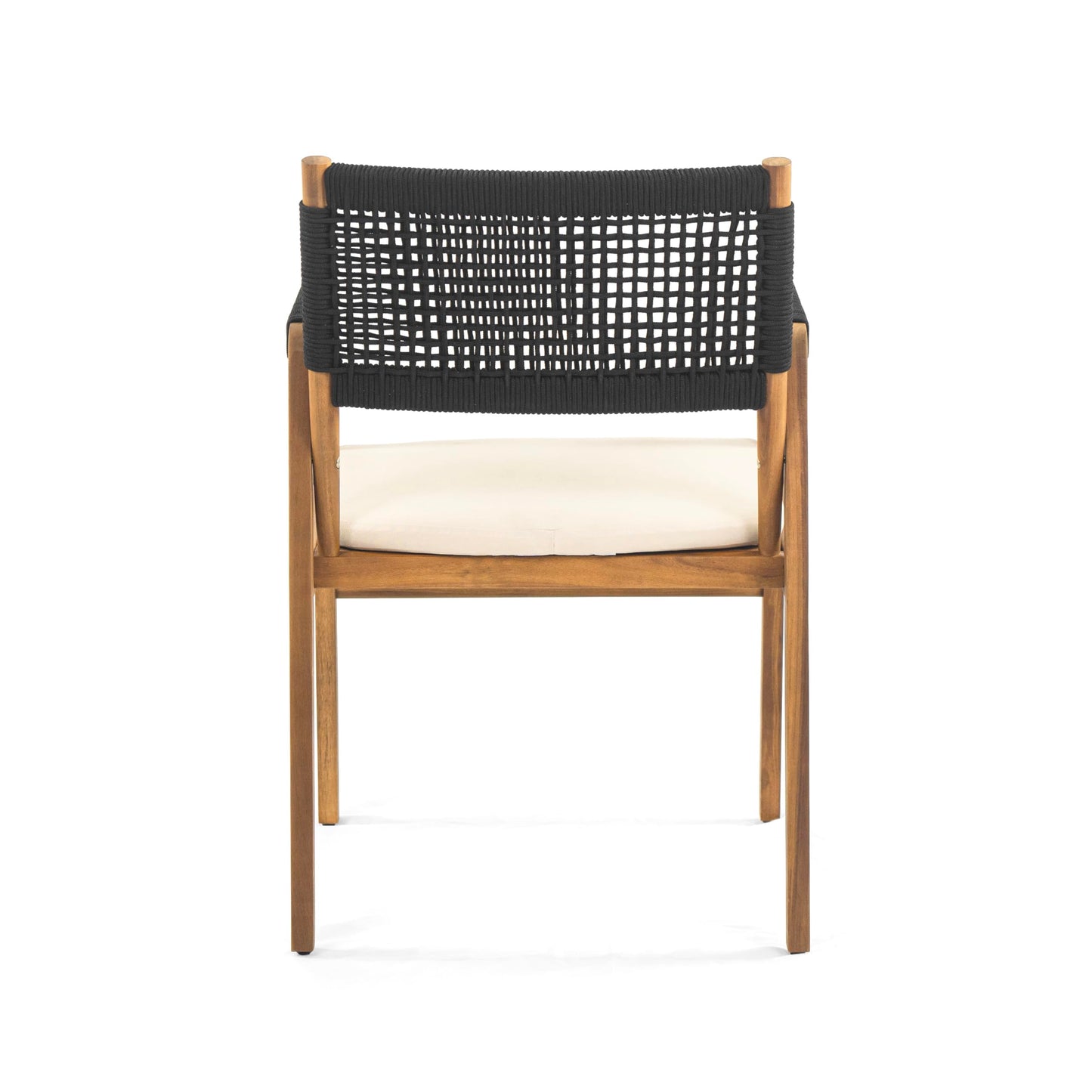 Christopher Knight Home Terry Acacia Wood Patio Dining Set for 6, Solid Wood Outdoor Dining Table Set for 6, 7 Piece Outdoor Dining Set with Rectangular Table and Woven Rope Accents, Teak+Beige+Black