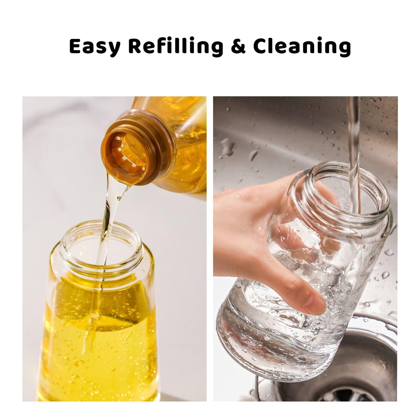 Oil Sprayer for Cooking, Big Capacity 550ml/19oz Oil Sprayer and Oil Pourer for Kitchen, Glass Olive Oil Dispenser Bottle for Cooking, Salad, Barbecue, Air Fryer
