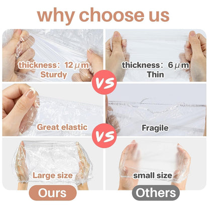 MAQIHAN Disposable Shower Caps - Large Waterproof Hair Caps for Deep Conditioning | Reusable Plastic for Travel