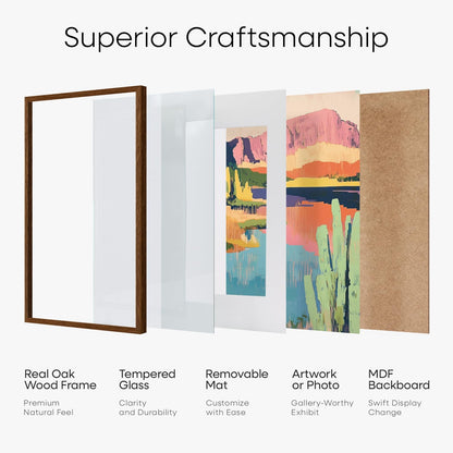 11x18 11 18 8.5 11 5x7 Set 1 Homeforia Brown Diploma Frame with Photo, High End Oak x Certificate Wood Frame with Mat x