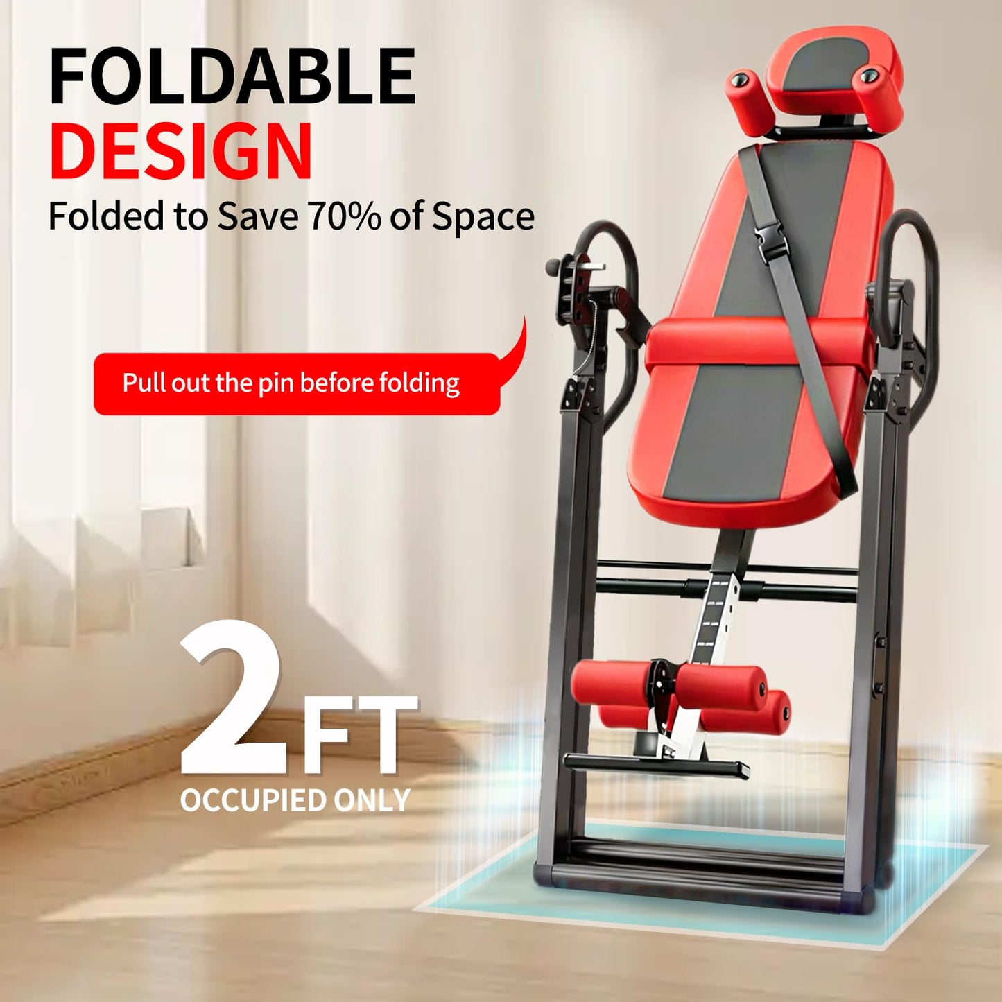Inversion Table, Back Stretcher Machine for Back Pain Relief, Back Decompression, Hang Upside Down Back Stretcher, Lumbar Support, Easy to Assemble, Heavy Duty Up to 300LBS with Wider Backrest