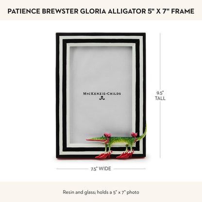 MACKENZIE-CHILDS Patience Brewster Gloria Alligator Frame, Cute Photo Frame, 5 Inches by 7 Inches