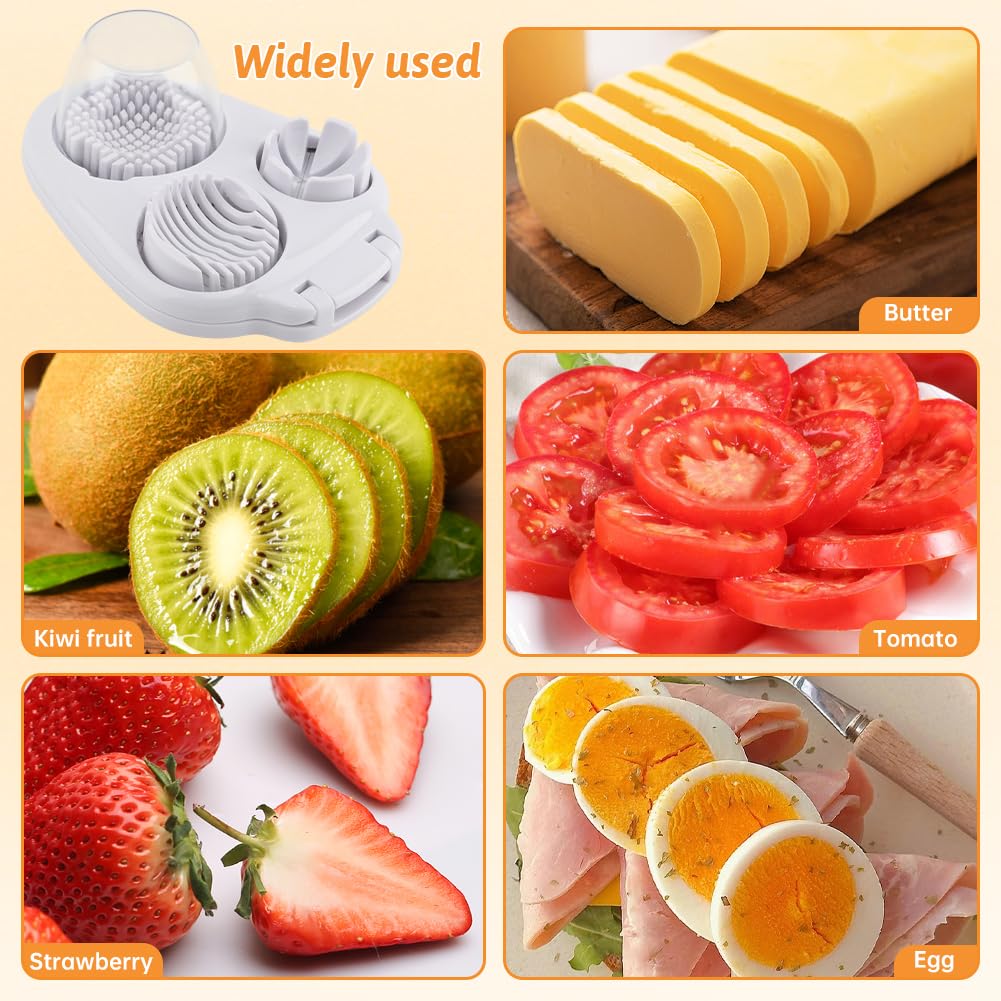 3-In-1 Egg Slicer for Hard Boiled Eggs,Stainless Steel Egg Cutter with 3 Cutting Modes,Multipurpose Kitchen Gadget,Dicer for Butter Strawberry,Mushroom,Banana,Cherry,Tomato