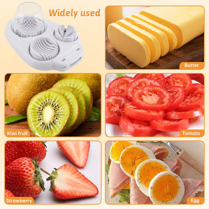 3-In-1 Egg Slicer for Hard Boiled Eggs,Stainless Steel Egg Cutter with 3 Cutting Modes,Multipurpose Kitchen Gadget,Dicer for Butter Strawberry,Mushroom,Banana,Cherry,Tomato
