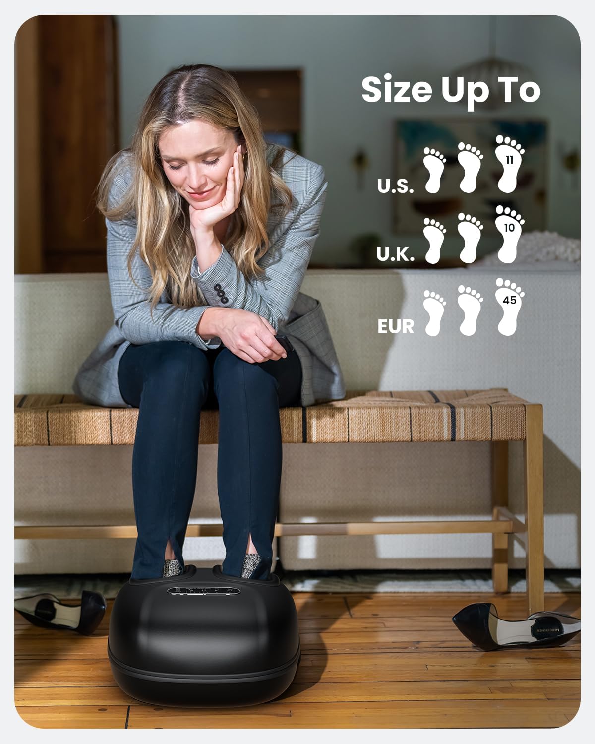 RENPHO Shiatsu Foot Massager Machine with Heat, Electric Heated Foot Massager with Remote for Plantar Fasciitis, Size Up to 11