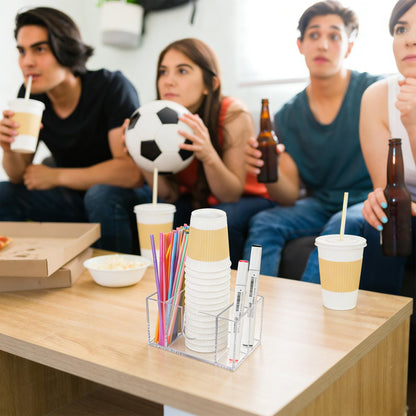 Legrape Cup Holder with Marker Slot, Acrylic Party Cup Holder for Countertop, Mark Your Cup and Drink Up, Social Gathering Housewarming Gift, Clear