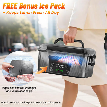 great dachong Heated Lunch Box for Men, 18000mAh Rechargeable Electric Lunch Box Warmer, Portable 6 Cups Food Heater 1.5L, Cordless Lunchbox for Work Office Car