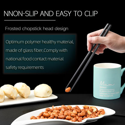 Sbirdbao 200 Pairs Hexagonal Fiberglass Sushi 24cm/9.4 Inch Dishwasher Safe Non-Slip Chopsticks,Japanese Style Black for Restaurant & Party.