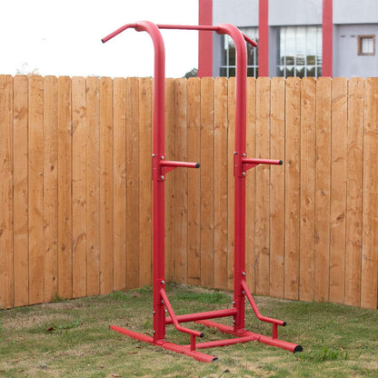 Titan Fitness Outdoor Power Tower, Red, 4-Stations-in-1, Pull-Up, Dip, Knee Raise, Push-Up Stations