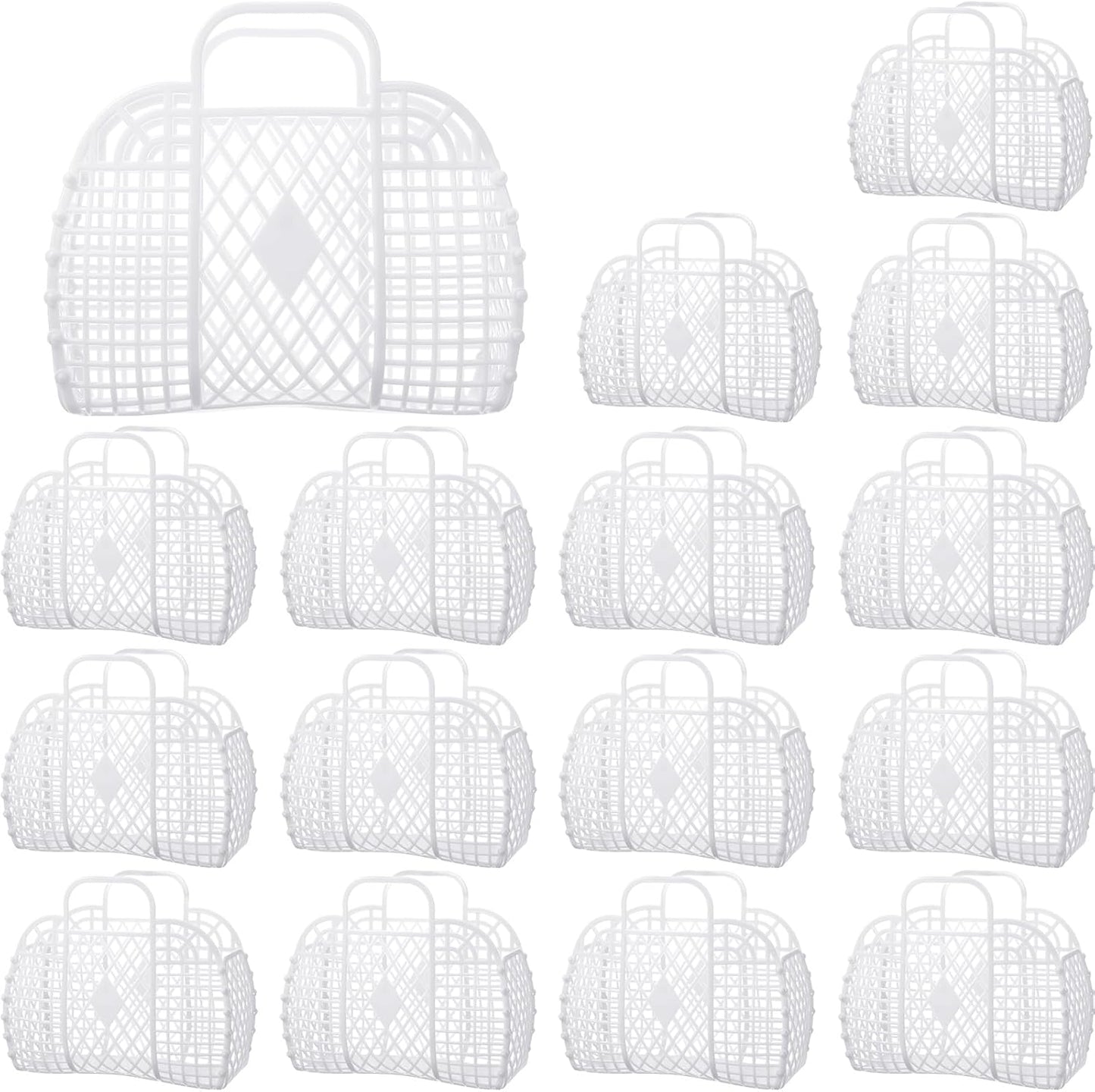 Hsei 16 Pcs Girls Jelly Purse Bags Easter Basket Reusable Jelly Beach Bag Plastic Beach Tote Gift Basket for Kid Girl