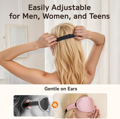 Perfect Weighted Sleep Mask for Falling Asleep Faster - 100% Blackout Eye Masks for Sleep - Zero Eye Pressure 3D Sleep Masks for Women Men, Airplane Travel Essentials, Memory Foam, Black Pink