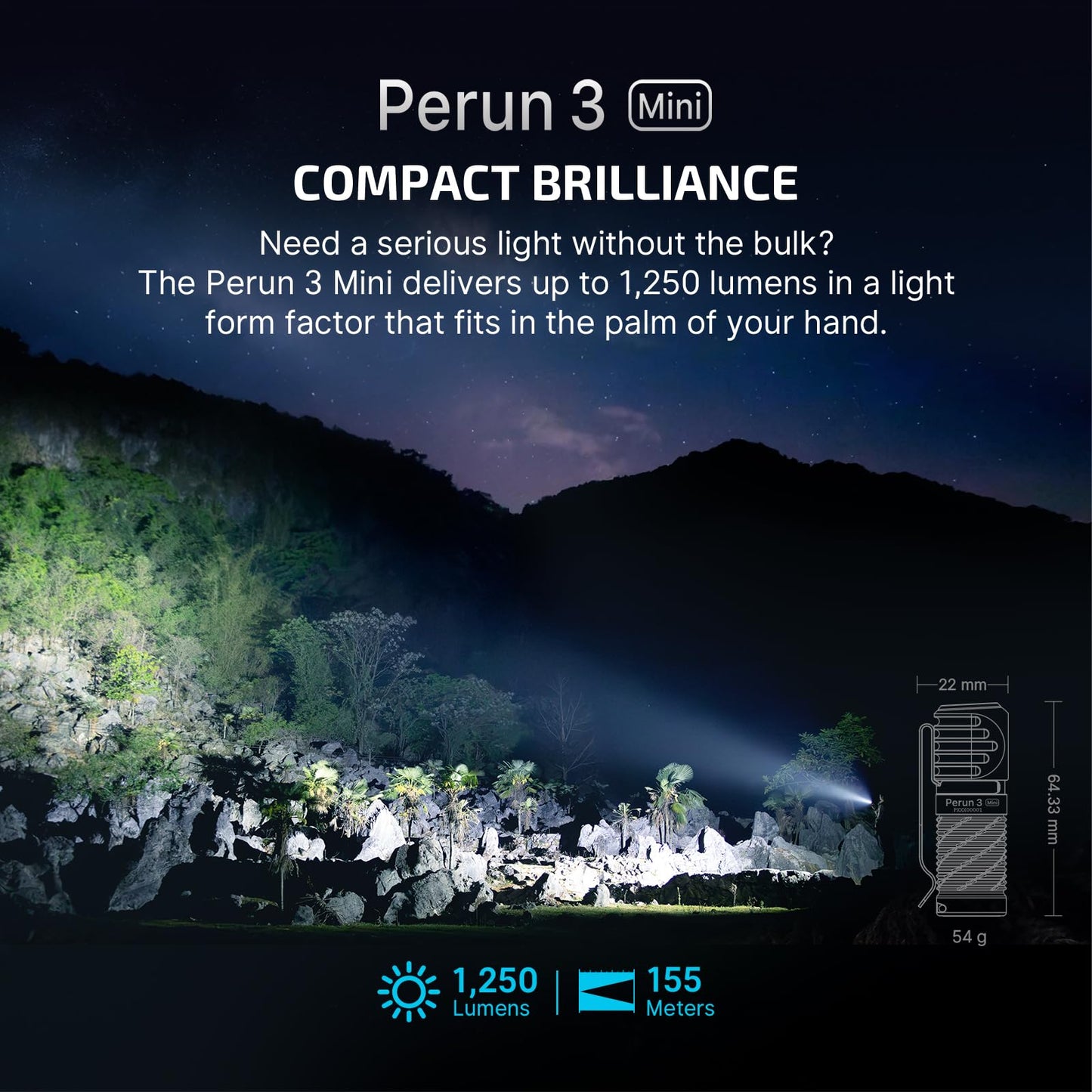 OLIGHT Perun 3 Mini Headlamp 1250 Lumens LED Head Flashlight Bundle with iUltra Rechargeable EDC Flashlight
