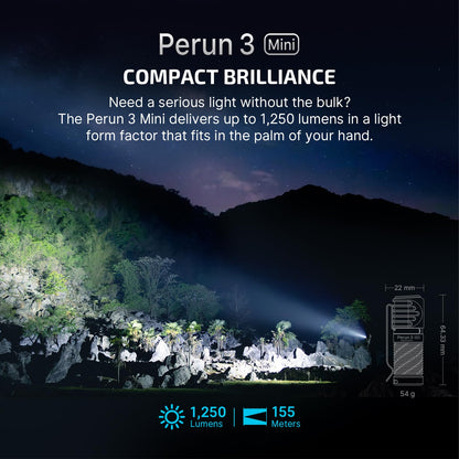 OLIGHT Perun 3 Mini Headlamp 1250 Lumens LED Head Flashlight Bundle with iUltra Rechargeable EDC Flashlight