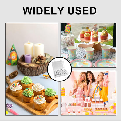 Vvluvva Piping Tips Set with Organizer Case, Stainless Steel Cake Decorating Tips for Cupcakes Cookies and Pastries, Cookie Icing and Buttercream Frosting Kit with Pattern Chart (A-48Pcs)
