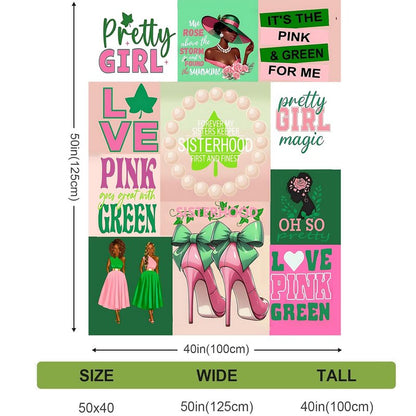 Farmansion AKA Gifts for Women, 7pcs Gift Set for AKA Lovers, Pink and Green Throw Blanket, Sisterhood Present with Novelty Socks,Make Up Bag,Bracelets,Earrings,Stickers