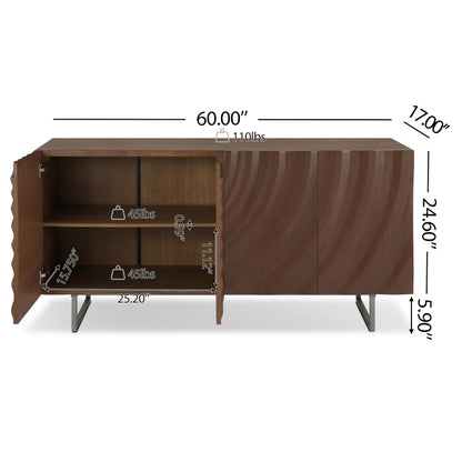 Christopher Knight Home Payton Modern Minimalist Wooden Storage Sideboard, Living Room Cupboard with Shelves, Dining Room/Kitchen Buffet Cabinet, Entryway Display Table, Home Office Credenza, Brown