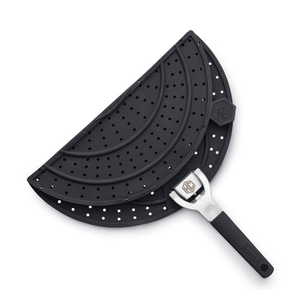 HexClad Grease Splatter Screen for Frying and Searing, Fits HexClad’s 10 and 12-inch Pans, Dishwasher-Safe, Folding Design, Heat-Safe to 480°F, Stay-Cool Locking Handle, Silicone and Stainless Steel