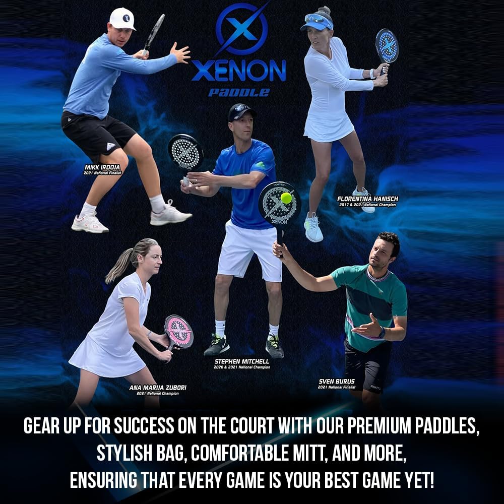 Vector Spin Max Version 2 Platform Tennis Paddle by Xenon Paddle, Oversize Head, Even Balance Point, Medium Firmness Foam Core, Power and Control, 4.25” Grip