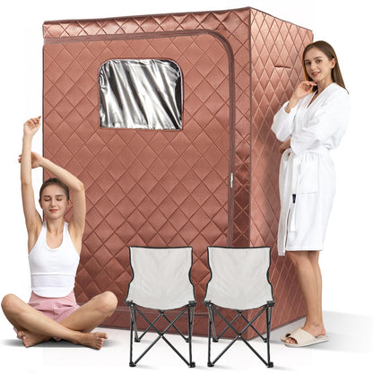 amocane 2 Person Portable Infrared Sauna, Oversize Full Body Home Sauna Spa for Relaxation & Detox, Dry Heated Saunas Tent with Remote Control, 2 Foldable Sauna Chairs(L 47.24" x W 35.43" x H 62.99")