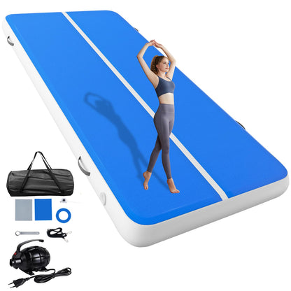 Inflatable Gymnastics Tumbling Mat 8in Thick 20FT/26FT Yoga Training Track with Electric Pump for Gymnastics, Cheerleading, Home, Pool, Gym, and Outdoor Activities (Blue, 20ft x 6.6ft x 8in)