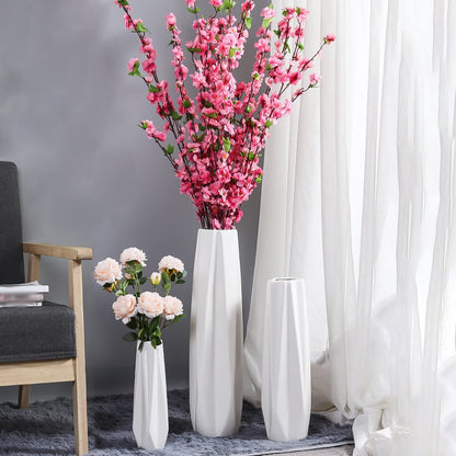 JIIPOREGJ Floor Vase Accessories Large Floor Vase,White Ceramic Vase,Handcrafted,Sophisticated Vessel for Decorative Branches and Dried Flowers,White30Cm