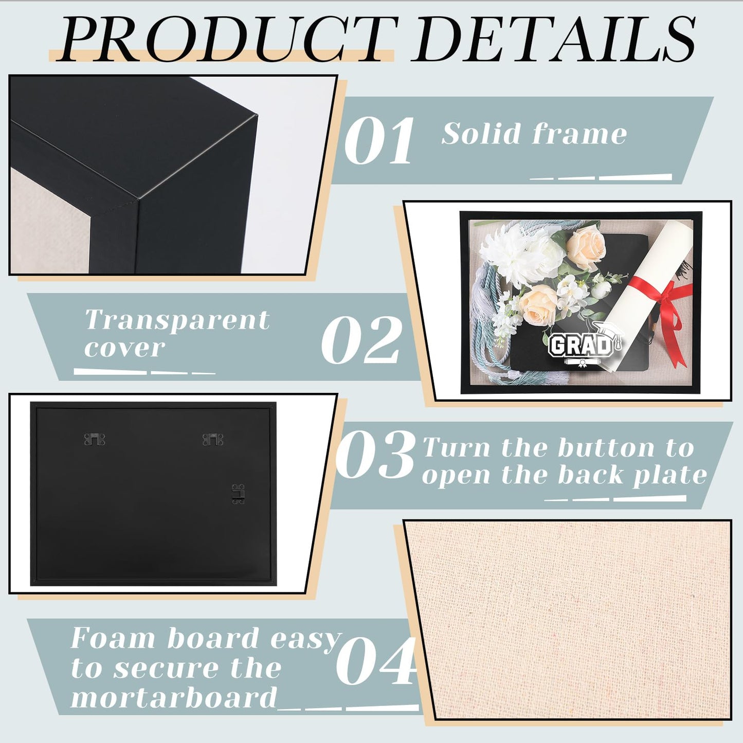 Huwena Graduation Shadow Box Frame 11.8 x 15.8 Inch Black Display Case Picture Diploma Frame with Tassel Holder Graduation Keepstakes Memory Box for Cap and Gown Tabletop and Wall Display Party Gifts