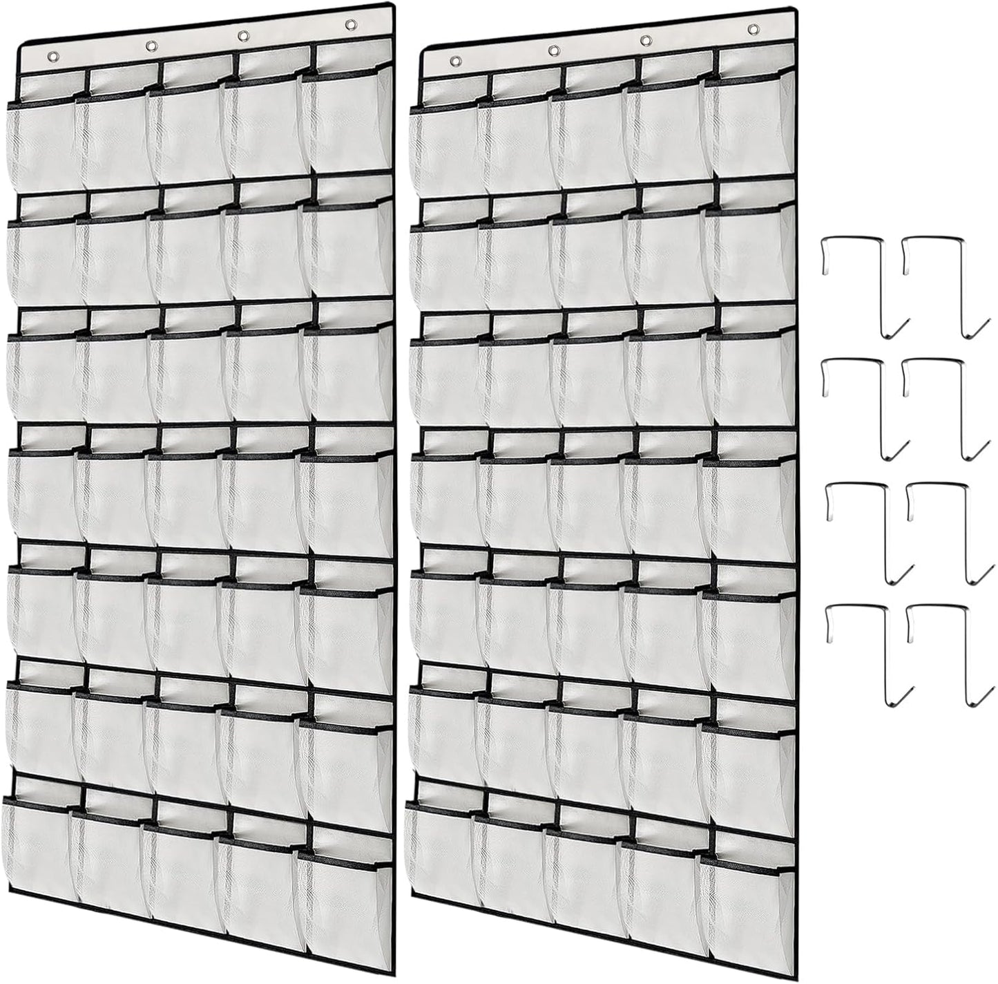 2 Pack 35 Closet 8Hooks, (67.7'' 26.4'') Breathable Mesh Pockets Large Hanging Shoe Organizer Over The Door Shoe Rack