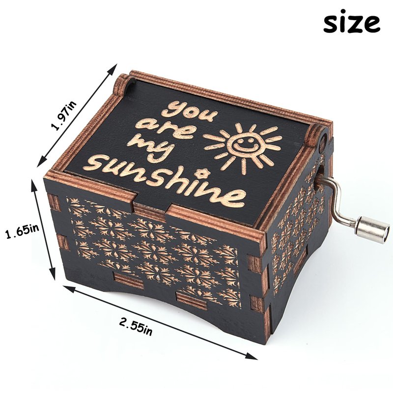 byykit Music Boxes You are My Sunshine,Unique Hand-cranked Wooden Engraved Vintage Music Box, Anniversary Wedding Birthday Gift for Boyfriend Wife Girlfriend mom