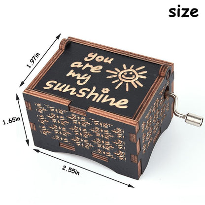 byykit Music Boxes You are My Sunshine,Unique Hand-cranked Wooden Engraved Vintage Music Box, Anniversary Wedding Birthday Gift for Boyfriend Wife Girlfriend mom