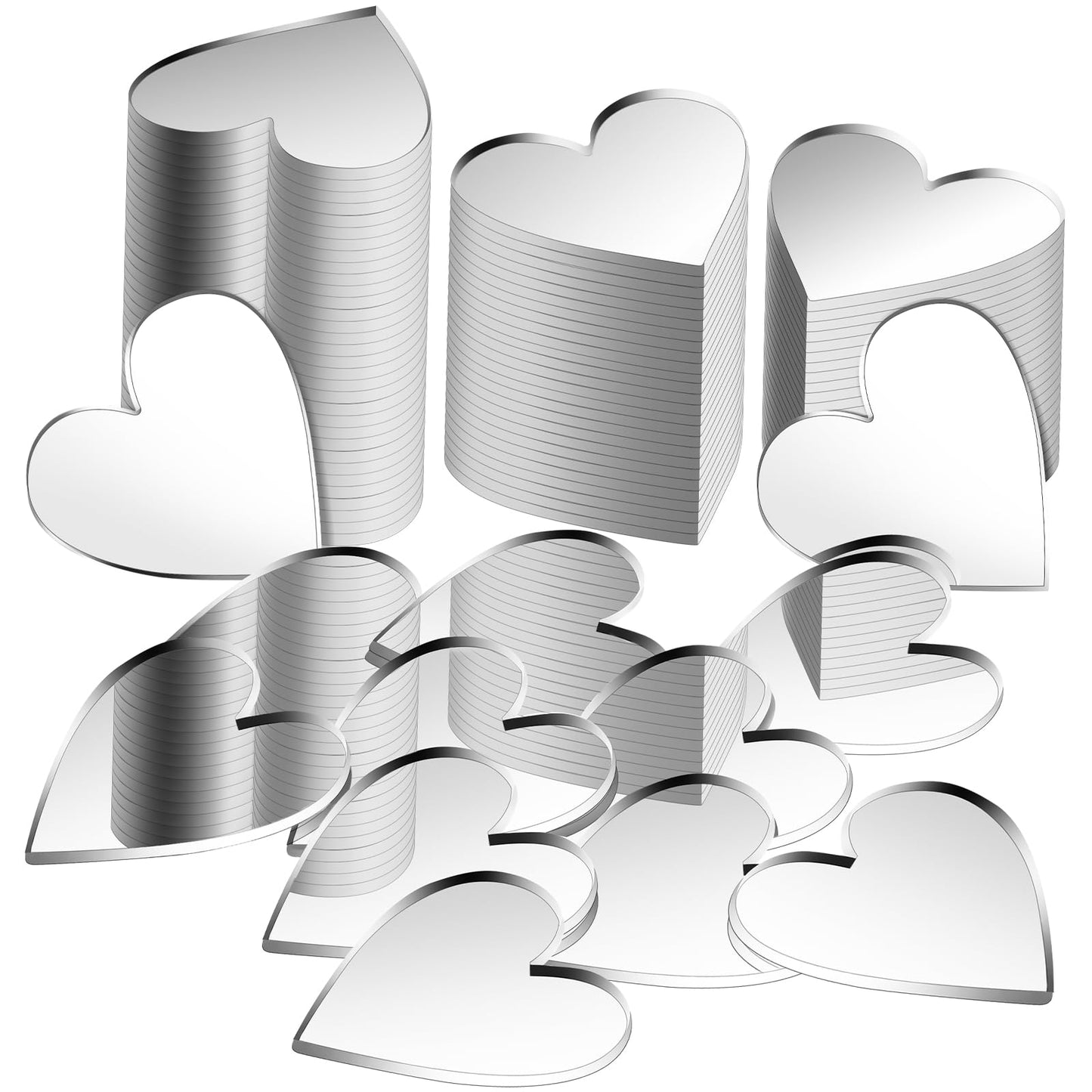 Jetec 100 Pcs Heart Shaped Mirror Tiles, Tiny Mirrors for Crafts, DIY Mosaic Small Circle Mini Mirror Tiles for Arts and Crafts Projects, Traveling, Framing, Room Home Decor(3 Inch)