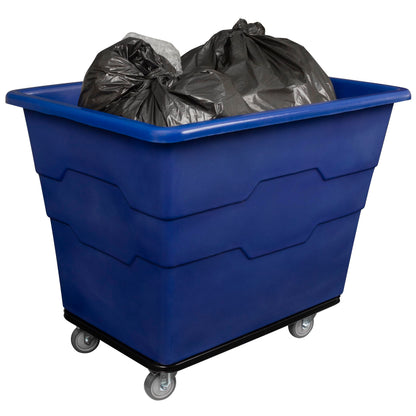 ReadySpace Commercial 16 Bushel Utility Cart with Steel Base, Poly Box Basket Truck, Laundry Cart, and Rolling Trash Bin, 47-Inch x 34.75-Inch x 35.5-Inch, 1000 Pound Weight Capacity, Blue