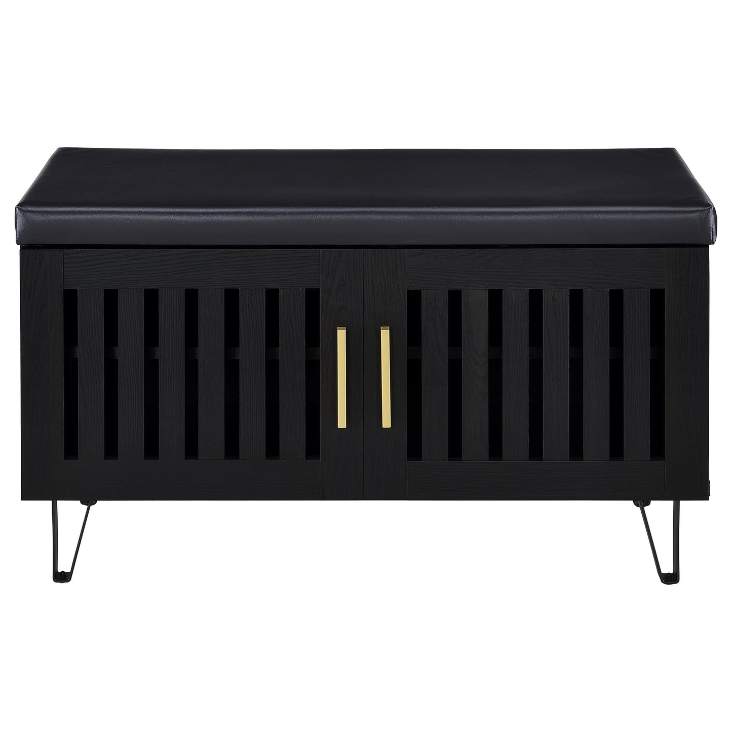 Coaster Home Furnishings Brixton 2-Door Padded Entryway Shoe Storage Bench Black