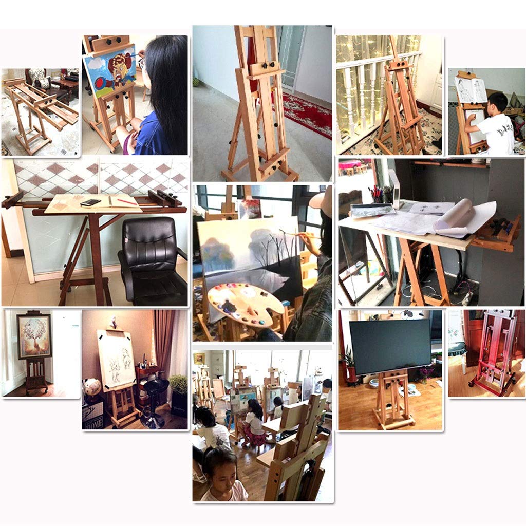 ERoomQ Tripod Artist Easel, Large Beech Multifunction Profession Studio Easel Indoor Canvas Ad Display Stand with 4K Board (Wood)