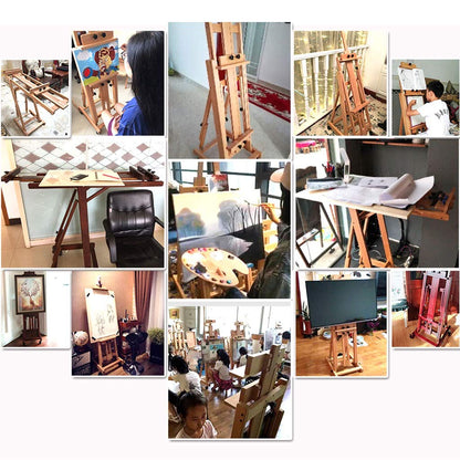 ERoomQ Tripod Artist Easel, Large Beech Multifunction Profession Studio Easel Indoor Canvas Ad Display Stand with 4K Board (Wood)