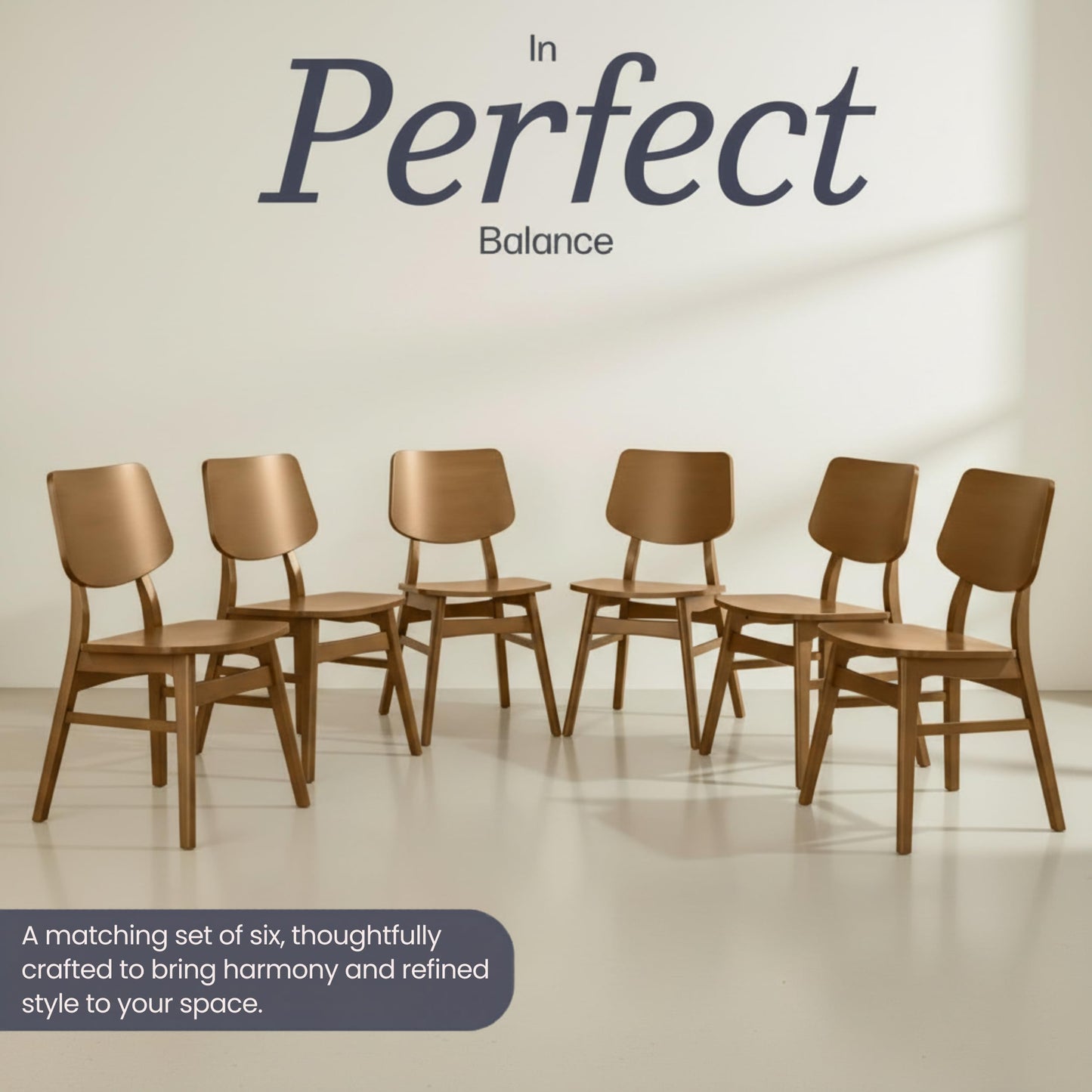 Alaterre Furniture Calais Mid Century Modern Dining Chairs Set of 6 - Solid Wood Chair Set with Armless Design - Mid Century Modern Furniture for Dining Room and Kitchen (Pecan Finish)