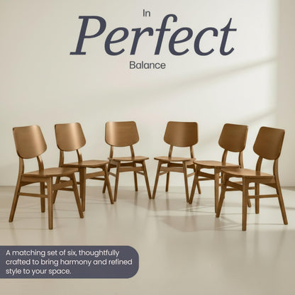 Alaterre Furniture Calais Mid Century Modern Dining Chairs Set of 6 - Solid Wood Chair Set with Armless Design - Mid Century Modern Furniture for Dining Room and Kitchen (Pecan Finish)