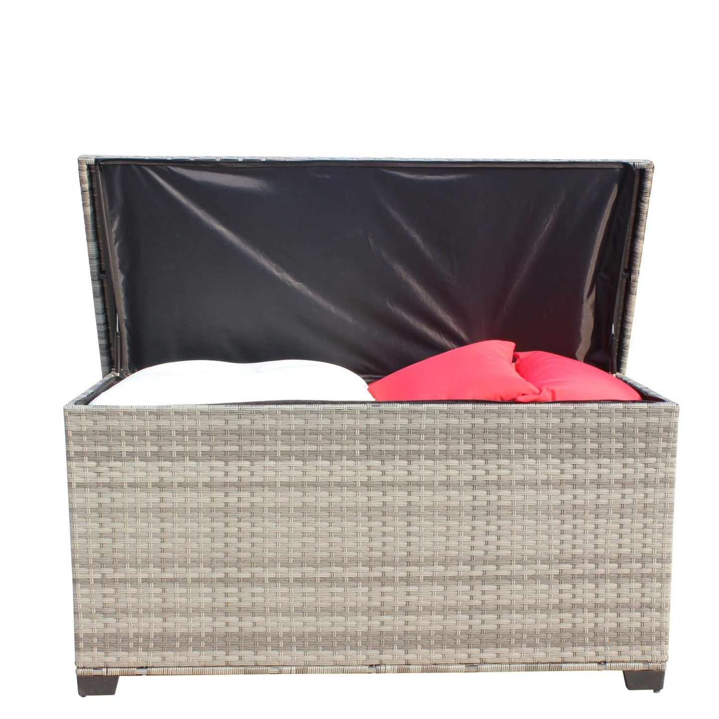 Geelife Wicker Patio Furniture Storage Box Grey