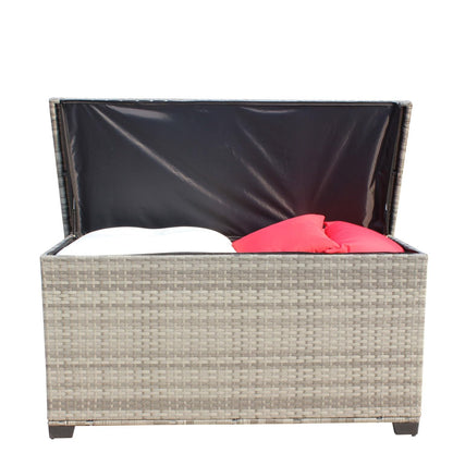 Geelife Wicker Patio Furniture Storage Box Grey