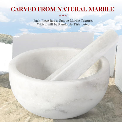 Koville Marble Mortar and Pestle Set, 7"-4 Cups Grinder Bowl for Guacamole, Salsa, Pill Crusher, Spice, Herb, Garlic, Nut, Heavy Duty Grinder for Kitchen(Namib Fantasy)