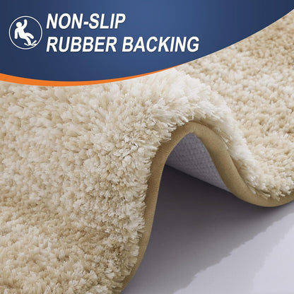 OLANLY Bath Rugs Mat - Extra Soft Microfiber, Quick Dry & Machine Washable - 24x16, Tan Color